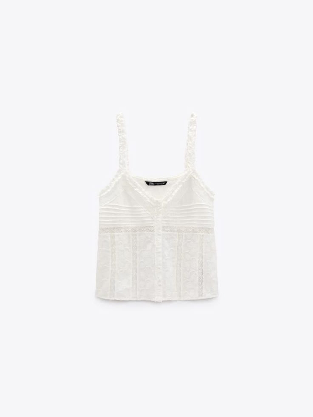 Zara Cream Lace-Trim Camisole Top